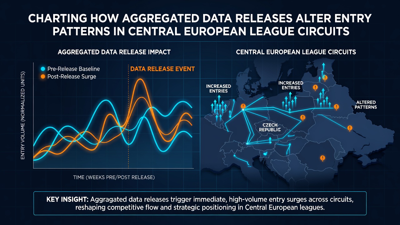 Map of Central Europe highlighting poker league venues with overlay arrows showing player entry flow changes after October 2026 data releases