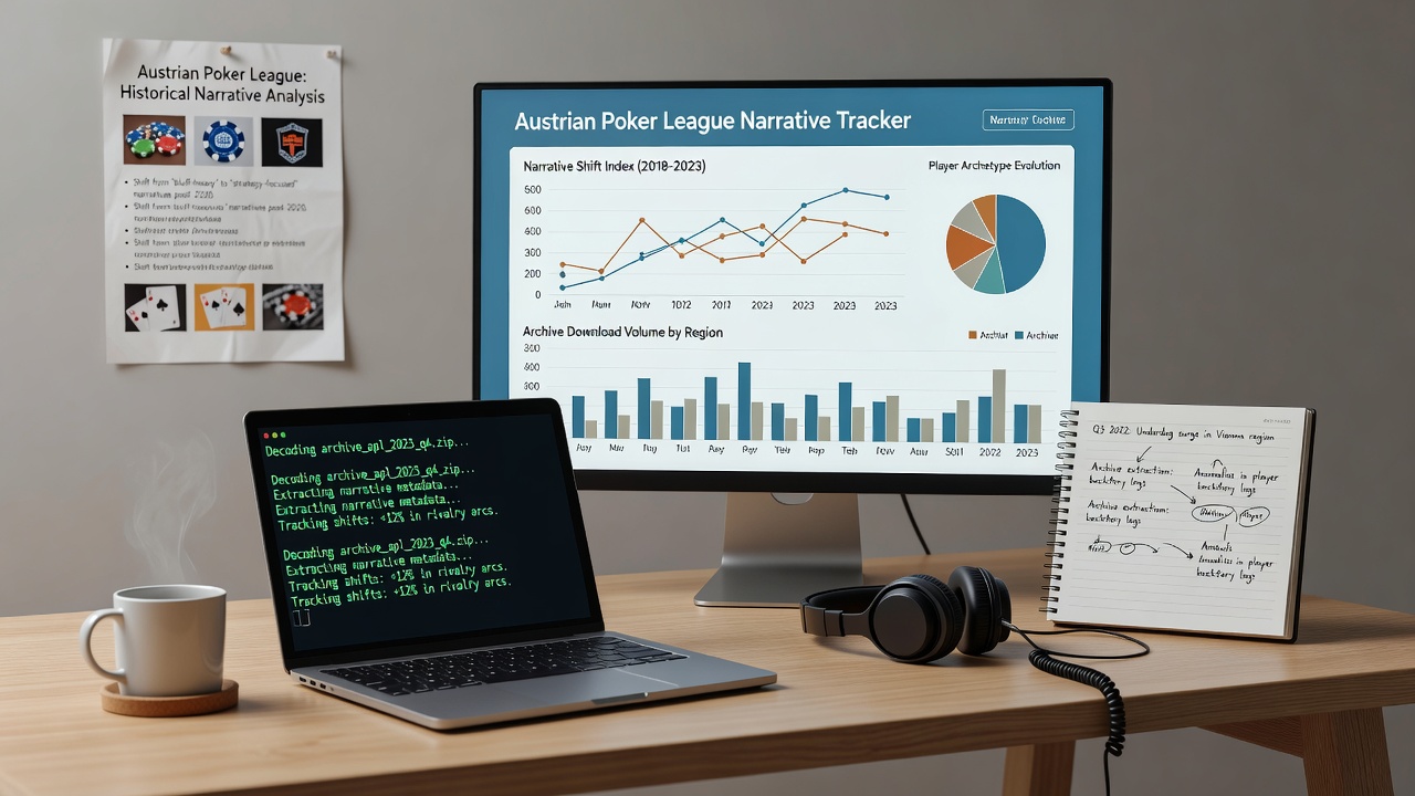 Data visualization charts illustrating shifts in Austrian poker league player narratives and standings trends